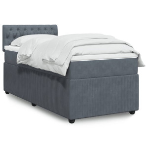 vidaXL Boxspring met matras fluweel donkergrijs 90x200 cm