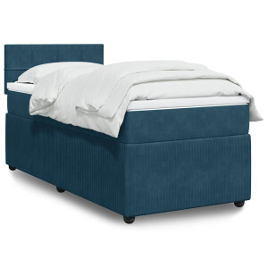 vidaXL Boxspring met matras fluweel blauw 90x200 cm
