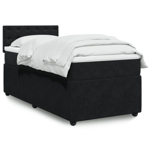 vidaXL Boxspring met matras fluweel zwart 100x200 cm