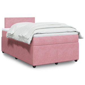 vidaXL Boxspring met matras fluweel roze 120x190 cm