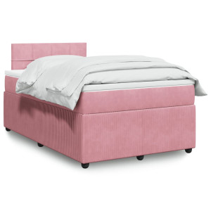 vidaXL Boxspring met matras fluweel roze 120x190 cm