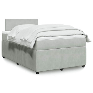vidaXL Boxspring met matras fluweel lichtgrijs 120x200 cm