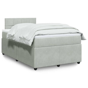 vidaXL Boxspring met matras fluweel lichtgrijs 120x200 cm