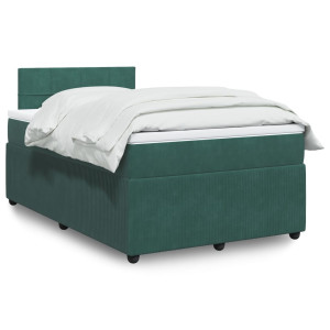 vidaXL Boxspring met matras fluweel donkergroen 120x200 cm