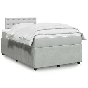 vidaXL Boxspring met matras fluweel lichtgrijs 120x200 cm