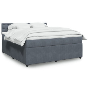 vidaXL Boxspring met matras fluweel donkergrijs 180x200 cm