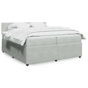 vidaXL Boxspring met matras fluweel lichtgrijs 200x200 cm