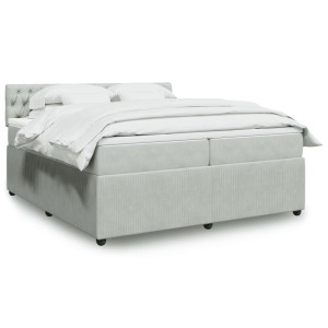 vidaXL Boxspring met matras fluweel lichtgrijs 200x200 cm