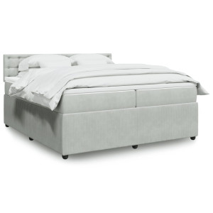 vidaXL Boxspring met matras fluweel lichtgrijs 200x200 cm