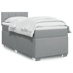 vidaXL Boxspring met matras stof lichtgrijs 90x190 cm