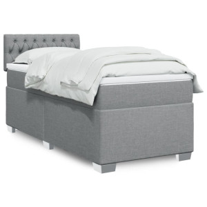 vidaXL Boxspring met matras stof lichtgrijs 90x190 cm