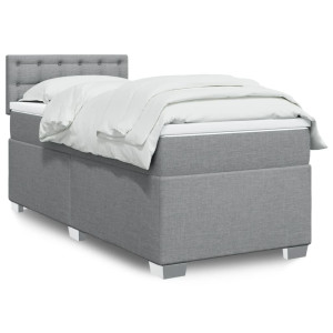 vidaXL Boxspring met matras stof lichtgrijs 90x190 cm