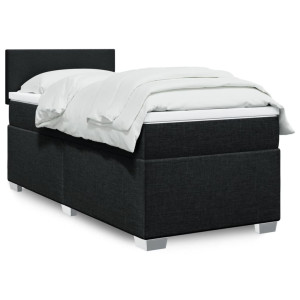 vidaXL Boxspring met matras stof zwart 90x200 cm