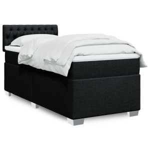 vidaXL Boxspring met matras stof zwart 90x200 cm