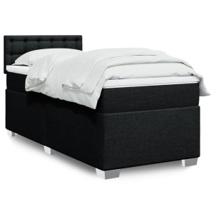 vidaXL Boxspring met matras stof zwart 90x200 cm