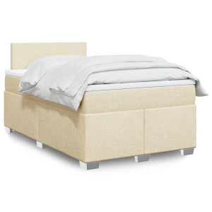 vidaXL Boxspring met matras stof crèmekleurig 120x190 cm