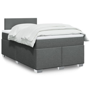 vidaXL Boxspring met matras stof donkergrijs 120x200 cm