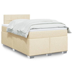 vidaXL Boxspring met matras stof crèmekleurig 120x200 cm