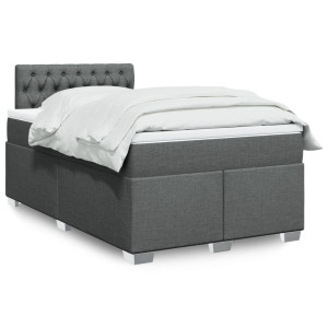 vidaXL Boxspring met matras stof donkergrijs 120x200 cm
