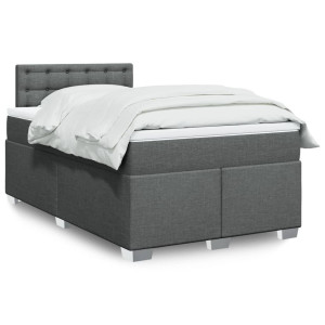 vidaXL Boxspring met matras stof donkergrijs 120x200 cm