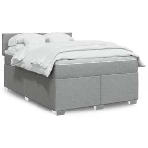 vidaXL Boxspring met matras stof lichtgrijs 140x190 cm