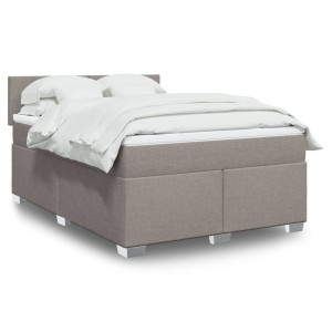 vidaXL Boxspring met matras stof taupe 140x190 cm