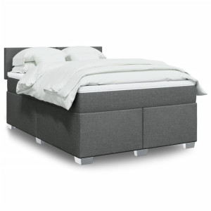 vidaXL Boxspring met matras stof donkergrijs 140x200 cm