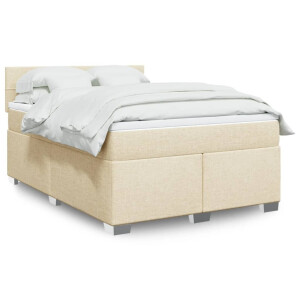 vidaXL Boxspring met matras stof crèmekleurig 160x200 cm