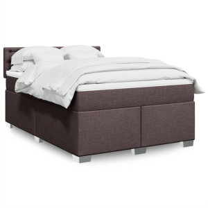 vidaXL Boxspring met matras stof donkerbruin 160x200 cm