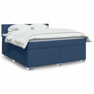 vidaXL Boxspring met matras stof blauw 180x200 cm