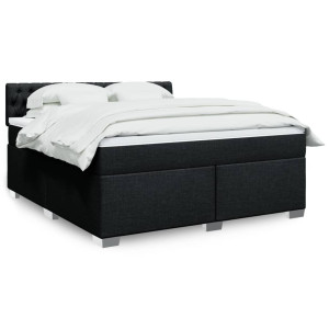 vidaXL Boxspring met matras stof zwart 180x200 cm