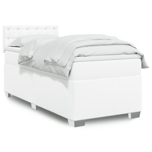 vidaXL Boxspring met matras kunstleer wit 80x200 cm
