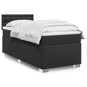 vidaXL Boxspring met matras kunstleer zwart 100x200 cm