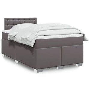 vidaXL Boxspring met matras kunstleer grijs 120x200 cm