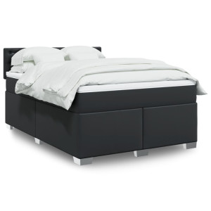 vidaXL Boxspring met matras kunstleer zwart 160x200 cm