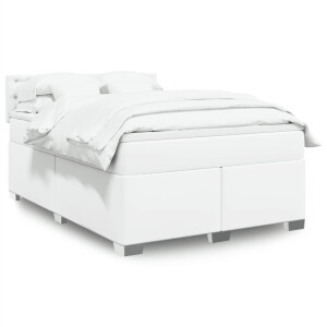 vidaXL Boxspring met matras kunstleer wit 160x200 cm