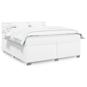 vidaXL Boxspring met matras kunstleer wit 180x200 cm
