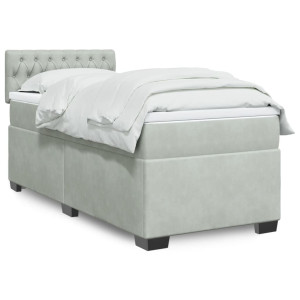 vidaXL Boxspring met matras fluweel lichtgrijs 80x200 cm