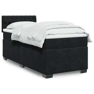 vidaXL Boxspring met matras fluweel zwart 80x200 cm