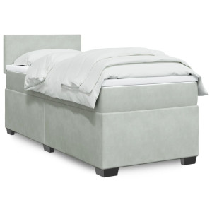 vidaXL Boxspring met matras fluweel lichtgrijs 90x190 cm
