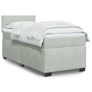 vidaXL Boxspring met matras fluweel lichtgrijs 100x200 cm