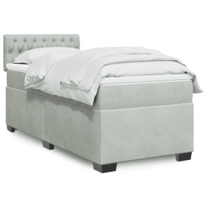 vidaXL Boxspring met matras fluweel lichtgrijs 100x200 cm