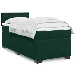 vidaXL Boxspring met matras fluweel donkergroen 100x200 cm