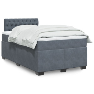 vidaXL Boxspring met matras fluweel donkergrijs 120x190 cm