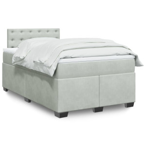 vidaXL Boxspring met matras fluweel lichtgrijs 120x190 cm