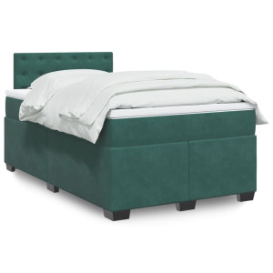 vidaXL Boxspring met matras fluweel donkergroen 120x200 cm