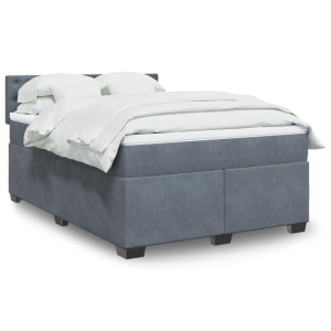 vidaXL Boxspring met matras fluweel donkergrijs 140x200 cm