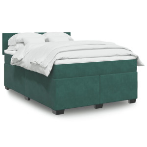 vidaXL Boxspring met matras fluweel donkergroen 160x200 cm