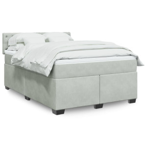 vidaXL Boxspring met matras fluweel lichtgrijs 160x200 cm