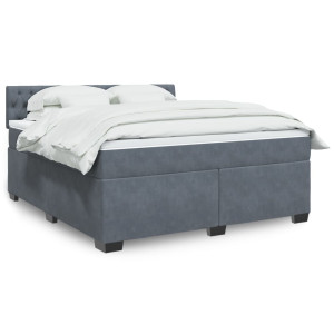 vidaXL Boxspring met matras fluweel donkergrijs 180x200 cm